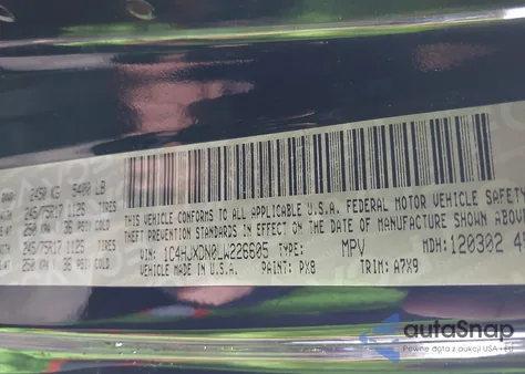 2020 Jeep Wrangler Unlimited Sport S 4X4 z USA, uszkodzony, nr VIN 1C4HJXDN0LW226605